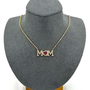 18K Gold Plated over 925 Solid Sterling Silver Mom Heart Necklace